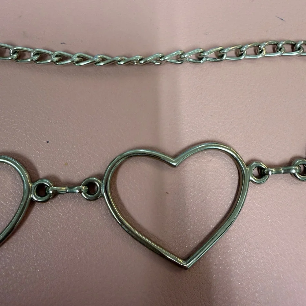 Silver Heart Chain‎ Link Waist Belt